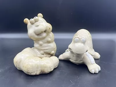 Vintage Art Pottery Garden Decor Figurines Statues Ceramic Caterpillar Turtle • $24.99