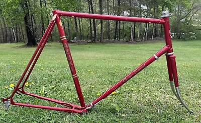 70s Azuki Gran Sport Lugged Chromoly Bike Frame Fork 25 In 63.5 Cm Vintage Japan • $30