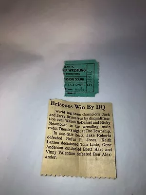 Original 1980's NWA Mid-Atlantic Wrestling Ticket Stub W/ Newspaper Clipping WWE • $29.99