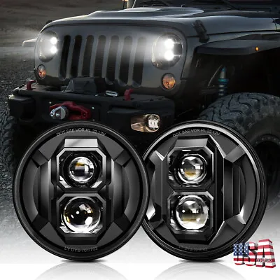Newest Brightest Pair 7  Inch Round Led Headlights For Jeep Wrangler JK TJ LJ CJ • $74.99