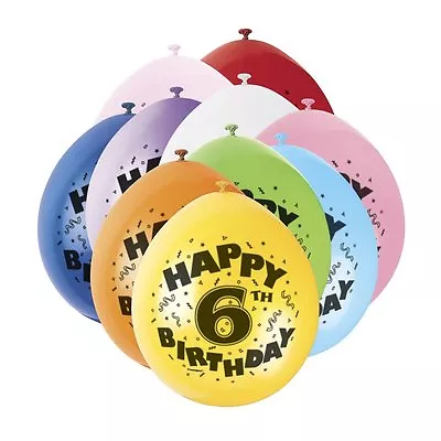 £2.79 • Buy 6TH BIRTHDAY BALLOONS - 10 Balloons AGE 6 Six BOY Or GIRL Sixth Children's Party