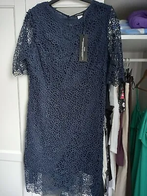 Dress Navy Blue Lace Lined - New Size 16.  Laura Clement • £7.50