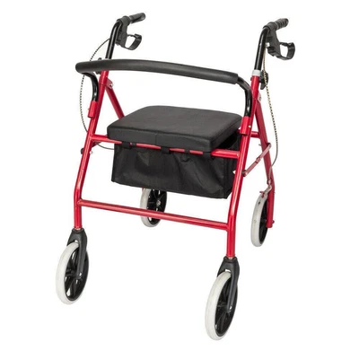 $79.95 • Buy Aluminum Rollator Rolling Walker With Medical Curved Back Soft Seat W/ 4 Wheels