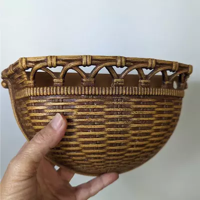 Vintage Homco Wall Pocket Wall Planter Brown Wicker Basket Home Decor 1970s • $12.96