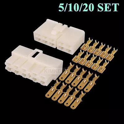 10 Pin/Way 6.3mm Electrical Multi Connector Plug Kit For Car Motorcycle Scooter • £8.83