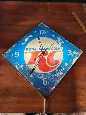 Vintage RC Royal Crown Cola Pam Clock Co USA Diamond Light Up Clock • $314.99