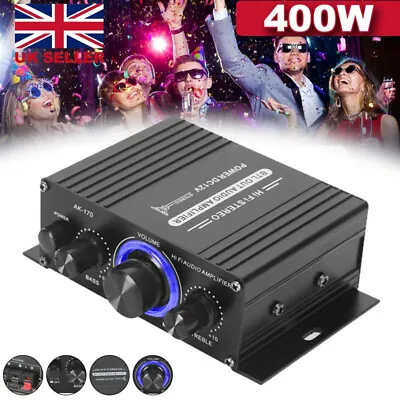 40W Power Digital Amplifier HIFI Mini Stereo Audio AMP USB FM Mic Home Car • £10.89