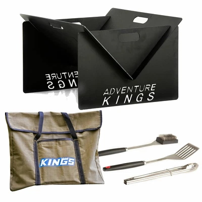 $68.90 • Buy Adventure Kings Portable Steel Fire Pit + Fire Pit Canvas Bag + BBQ Tool Set