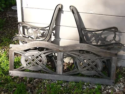 Antique Northbrook Cast Iron Park Bench End Legs Set W Back Rest Plate • $499.99