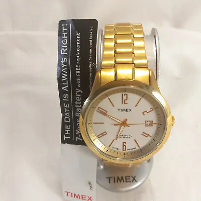 Timex Watch Men Gold Indiglo Date Stretch Band Perpetual Calendar Not Working • $26.99