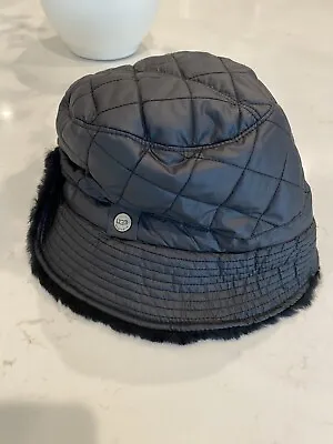 Ugg Black Quilted Puffer Bucket Hat With Faux Fur Size Small ~ Nwt ~ Beautiful!  • $60