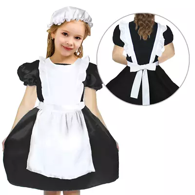 Colonial Victorian Maid Apron And Hat Set Girls Costume Set • $15.99