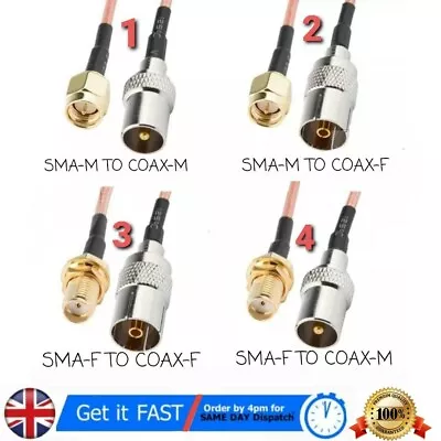 £6.49 • Buy SMA Male / Female To Straight TV Coax Male / Female Socket 30cm Pigtail. RG316. 