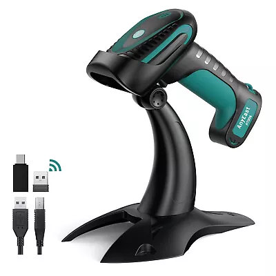 2D QR Industrial Wireless Barcode Scanner With Stand Drop Resistant Waterproof • $78.99