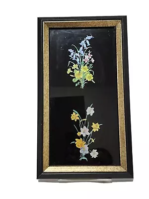 VYG Kafka Metal Foil Art Flower #5324-66  Framed 7.75X 13.5 Butter Cup Blue Bell • $22