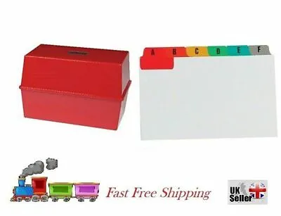 £9.99 • Buy Office Index Record Card Box Filing & Coloured Guide Record Cards - RED  6 X 4 
