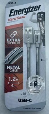 $23.95 • Buy ENERGIZER SYN & CHARGE 1.2M Metal CABLE USB-A To USB C HardCase Extra Durability