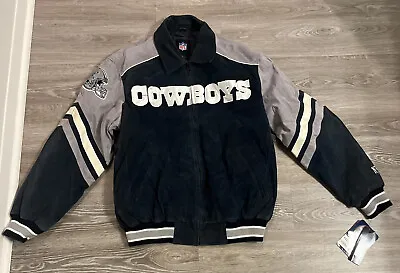 Vintage Dallas Cowboys Varsity Coat Suede Leather NFL Size Large G-III Brand NWT • $220