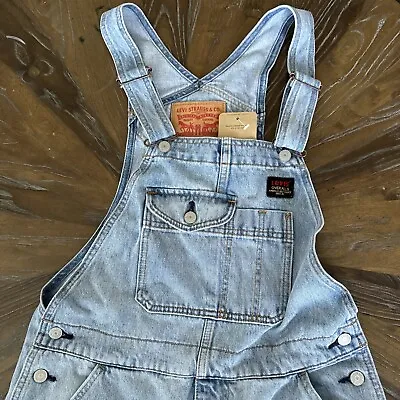 Levis Carpenter Light Wash Blue Denim Overall Shorts A20480002 Unisex Size Small • $59.97