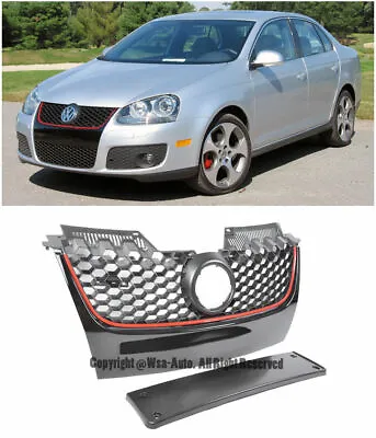 Hex Front Bumper Grille Black Red Trim Vw Jetta Gti Gli Mk5 06-09 Mesh Upper • $553.56