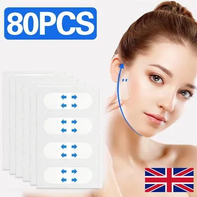 80Pcs Face Lift Stickers Instant Face Neck And Eye V Shape Tape Anti Wrinkle UK • £4.88