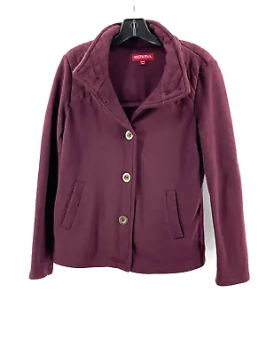 Merona Women's Burgundy Quilted Collared Button Lined Jacket Size Medium • $13