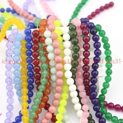 4mm/6mm/8mm Multi-color Round Spacer Loose Gemstone Jade Jewelry Making 15'' • $2.87