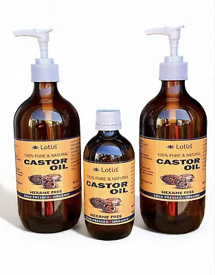 Castor Oil 100% Pure Cold Pressed Hexane Free Glass Bottle 200ml 500ml. • $70.64