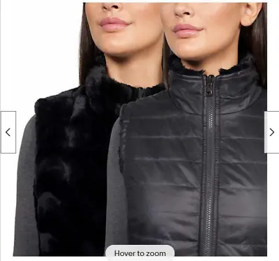 Nicole Miller Womens Reversible Vest Plush Faux Fur Interior(BlackXSMALL) NWT • $22.01