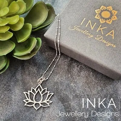 Inka Sterling Silver 16  Necklace With Beautiful LOTUS FLOWER Pendant • $27.78