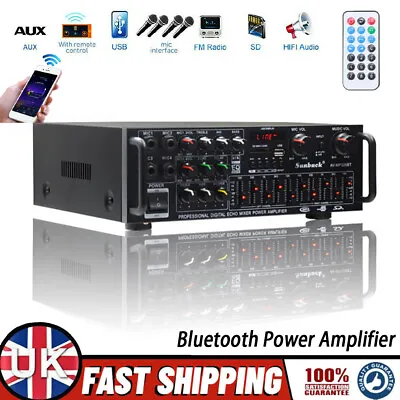 2CH Bluetooth HiFi Power Amplifier USB SD Stereo For Karaoke Theater Car Home UK • £39.80