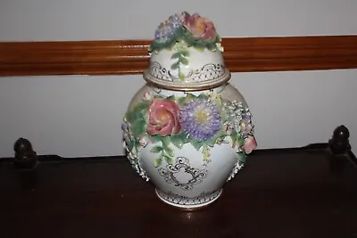 Antique Large German MULLER Porcelain Floral Meissen Dresden Urn Vase Lid • $155