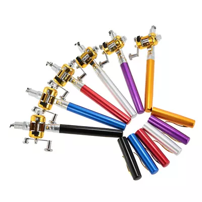 Mini Fishing Rod Reel Combo Set Telescopic Pocket Pen Fishing Rod Pole + Reel • $13