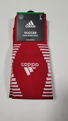 Adidas Team Mens Speed Soccer Socks Climacool Red  SZ Large (Shoe Size 9-13) • $16.99