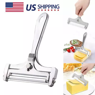 Adjustable Stainless Steel Wire Cutter Kitchen Cooking Tool Hard Cheese Slicer • $8.55