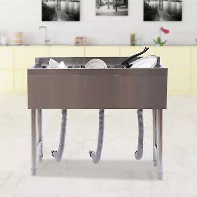 Three 3 Compartment Stainless Steel Bar Sink Kitchen Bar Sink Heavy Duty Sink • $295.45