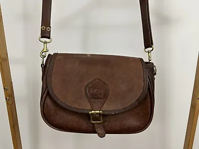 Vintage J. W. Hulme Medium Leather Bag Satchel Purse Crossbody USA Aged Leather • $99.95