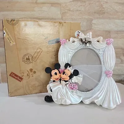 Disney Parks Exclusive Mickey Minnie Mouse Wedding Picture Photo Frame Figure • $49.99