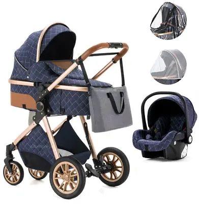 Baby Stroller 3 In 1  Travel System Baby Pram Buggy  Set Baby Pushchair  FREEBIE • £198.99