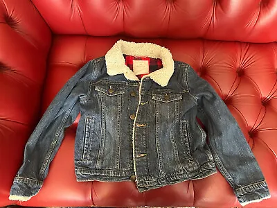 Hanna Andersson Flannel And Shearling-lined Denim Jacket 140 (US 8-10) • $25