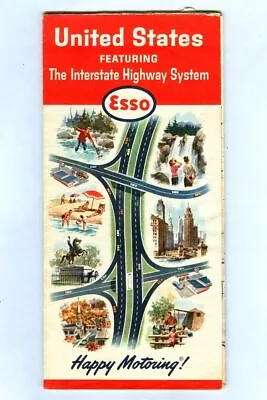 Vintage 1964 ESSO United States INTERSTATE HIGHWAY SYSTEM Road Map! HUMBLE OIL! • $12.99