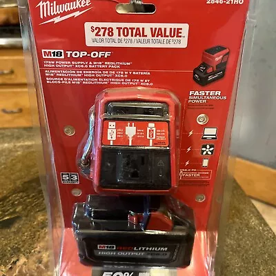 Milwaukee 2846-21HO M18 18V TOP-OFF 175W Power Supply W/ M18 HO XC6.0 Battery • $154.99