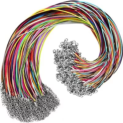 100Pcs Leather Necklace Cord With Clasps Rope Necklace String 25Color Necklace • $12.29