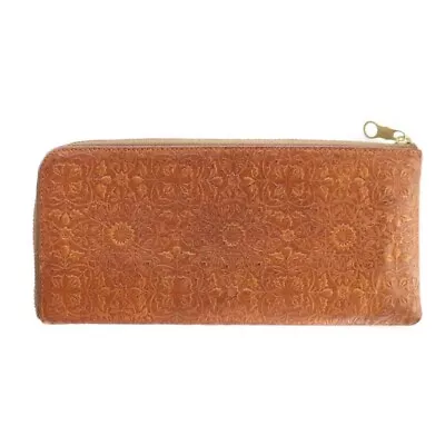 Ladies Wallet Hirameki. Long Wallet L-Shaped Zipper Brown /Mf Os • $118.59