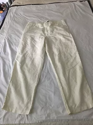 Nautica Mens White Linen Blend Drawstring Pants Chino Sz 36w X 30L • $28.79