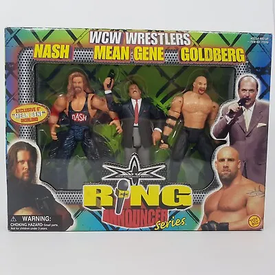 £45 • Buy WCW Toybiz Ring Announcers Mean Gene Nash Goldberg Wrestling Figure Box Set WWE
