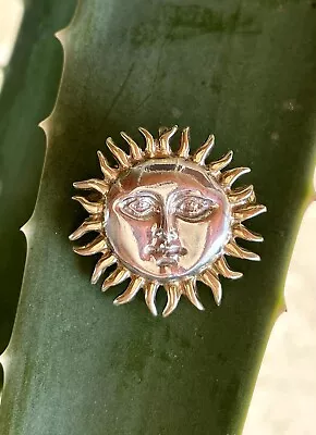 Vintage Taxco Mexico 925 Sterling Silver Sun Face Pendant Necklace • $82