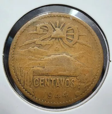 1944 Mexico 20 Centavos World Foreign Peso Coin KM 439 Nice Tone In Mylar Flip! • $4.99