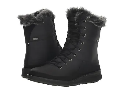 Black Merrell Womens Tremblant Ezra Lace Waterproof Ice Winter Short Snow Boots • $98.96