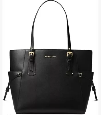 Michael Kors Voyager Leather East West Tote Shoulder Bag In Black • $146.98